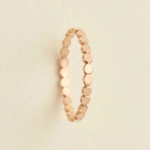 Pink Gold Dot Stacking Ring – Minimalist Slim Band for Women