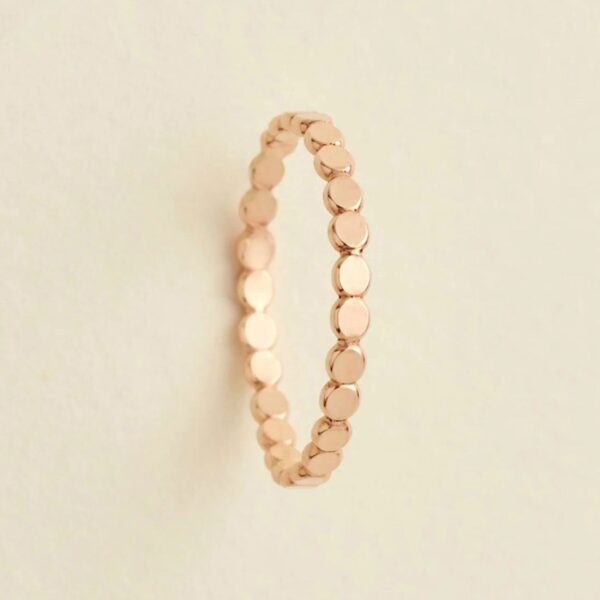 Pink Gold Dot Stacking Ring – Minimalist Slim Band for Women